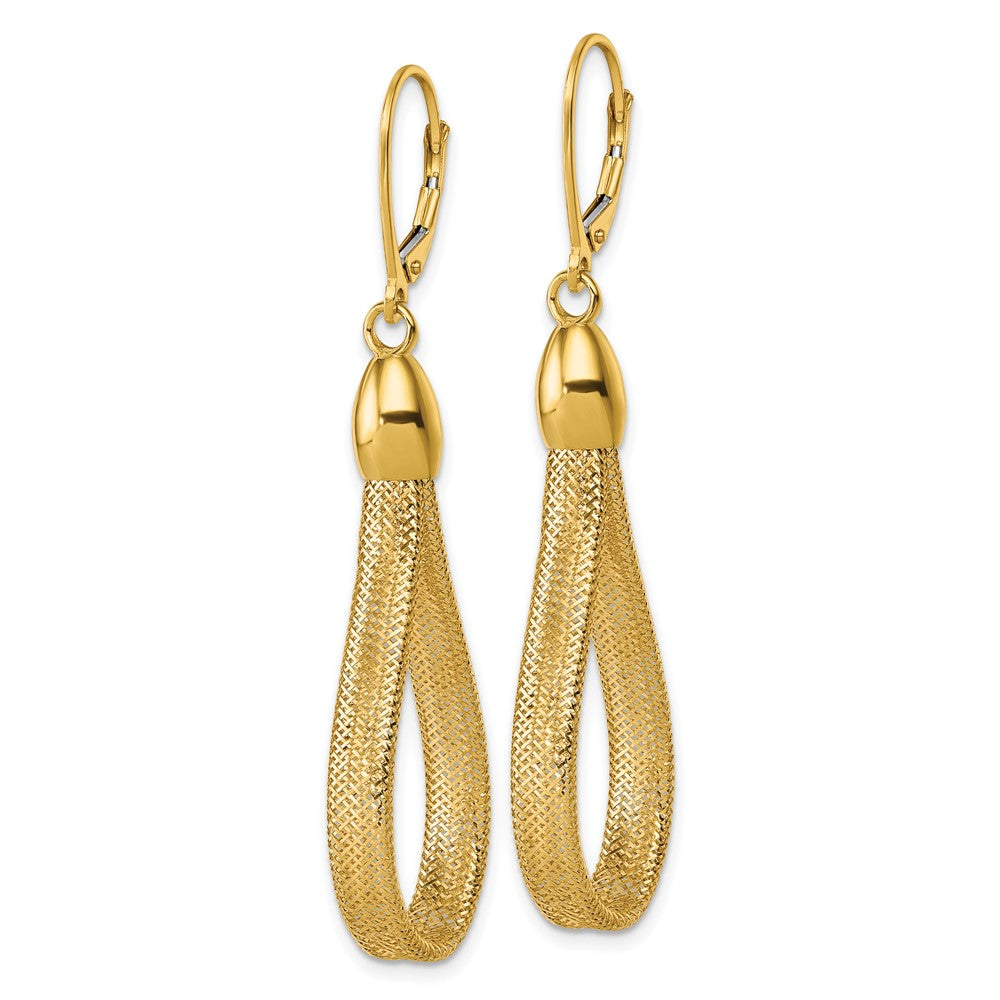14k Polished Flexible Leverback Dangle Earrings - Product Photo