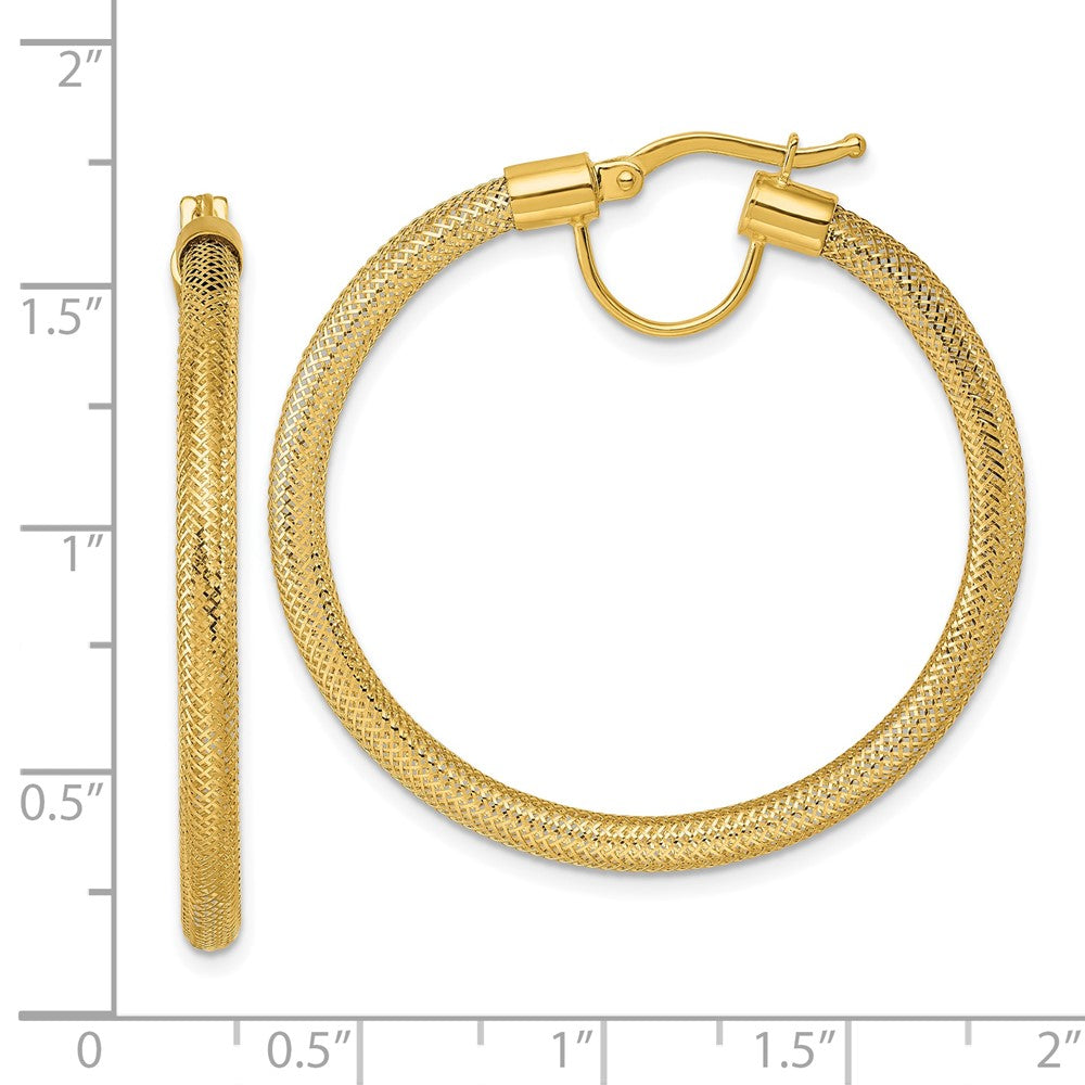 14k Polished Flexible Mesh Hinged Hoop Earrings - Product Photo