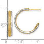 14k Two-Tone Textured Woven 4mm J-Hoop Post Earrings - Product Photo