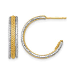 14k Two-Tone Textured Woven 4mm J-Hoop Post Earrings - Product Photo