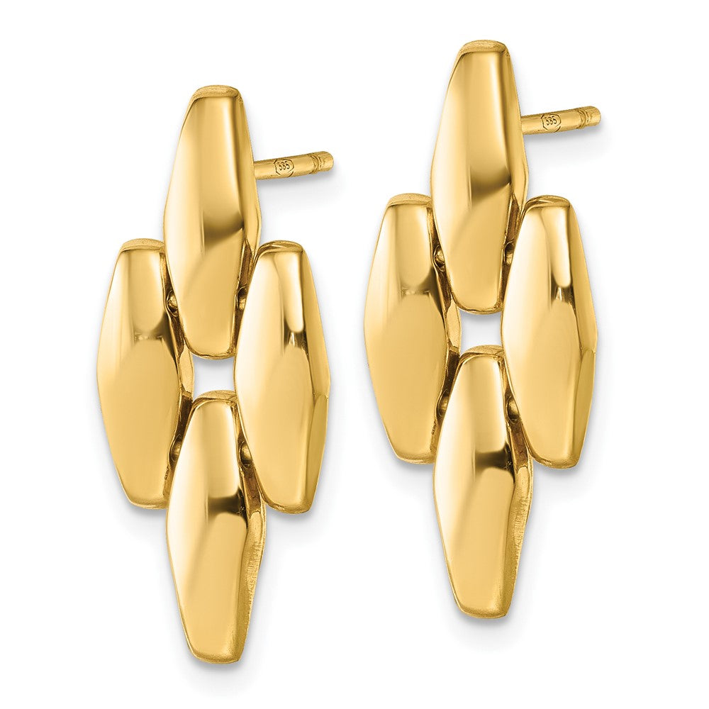 14K Polished Fancy Link Dangle Post Earrings - Product Photo