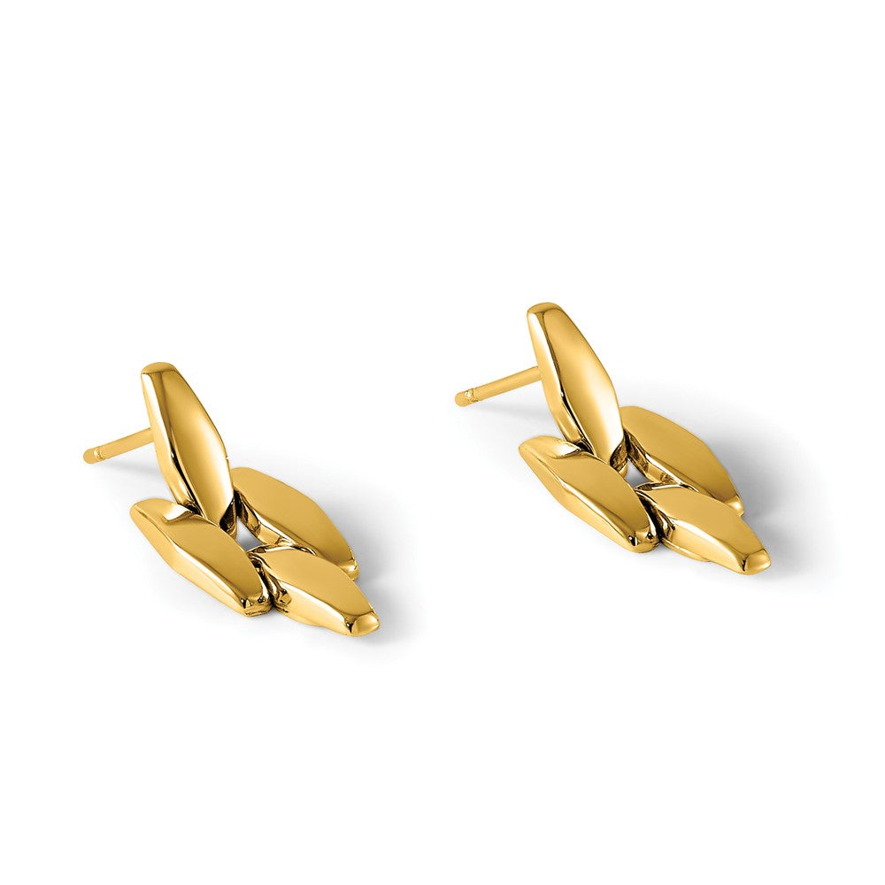 14K Polished Fancy Link Dangle Post Earrings - Product Photo