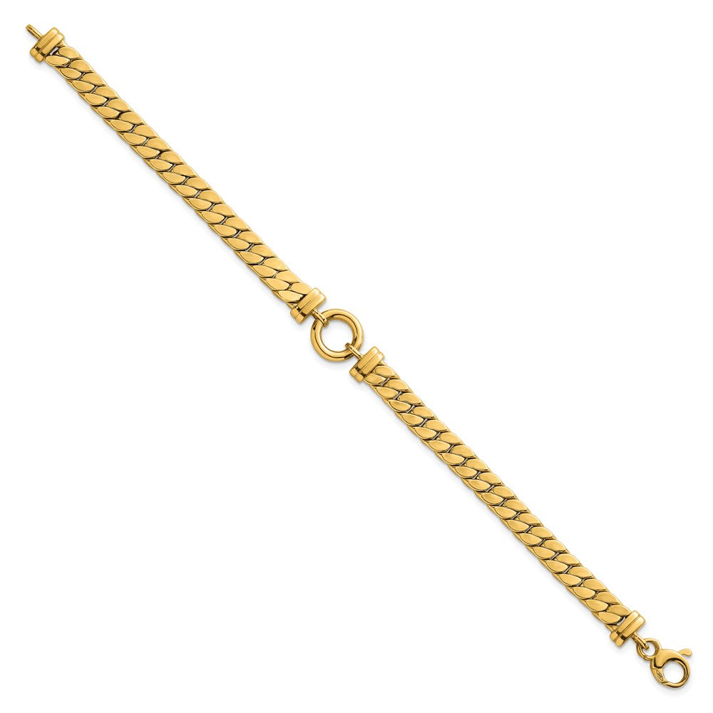 14k Polished 7.5in Curb Link with Circle Element Bracelet - Product Photo