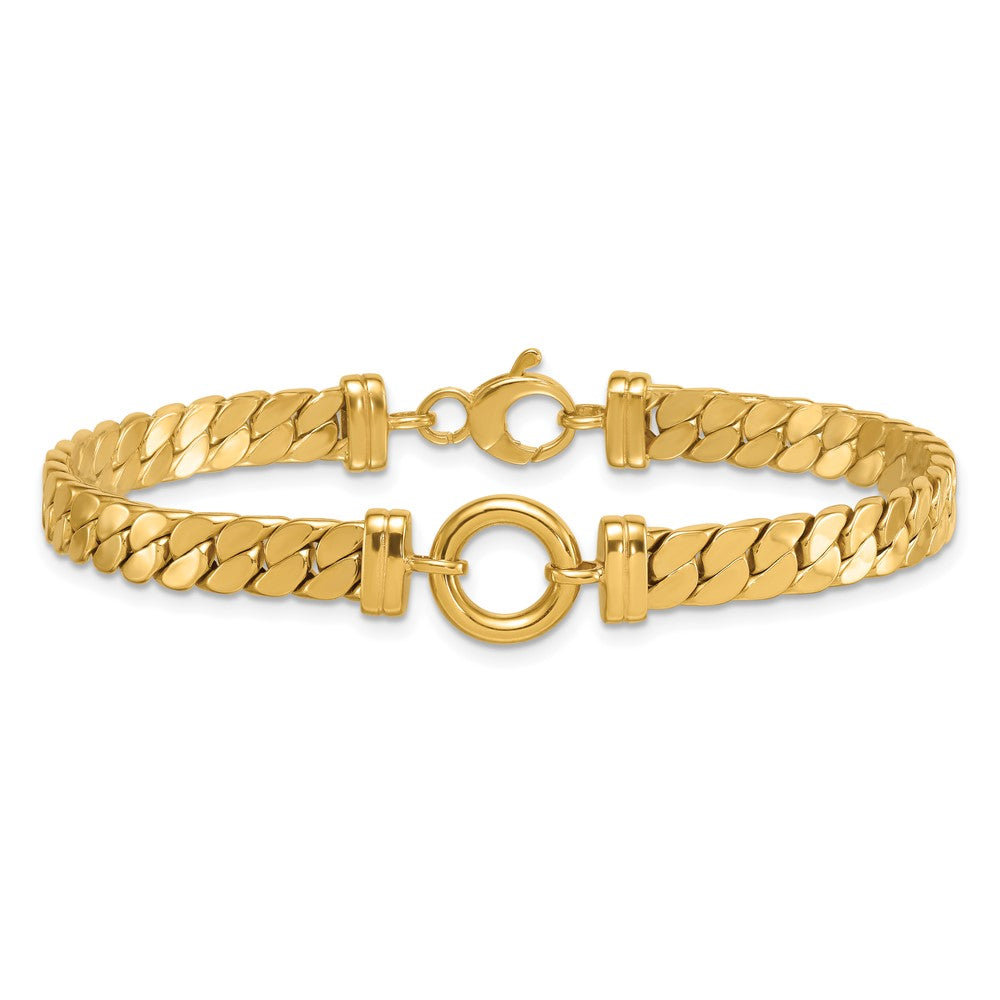 14k Polished 7.5in Curb Link with Circle Element Bracelet - Product Photo