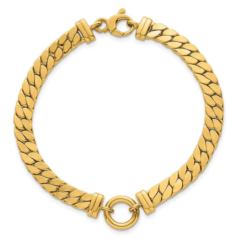 14k Polished 7.5in Curb Link with Circle Element Bracelet - Product Photo