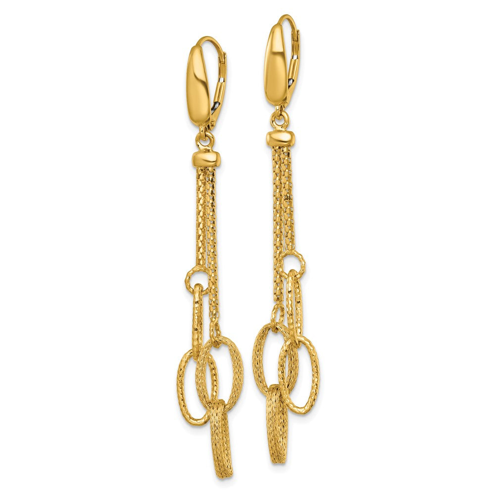 14K Polished and Textured Woven Dangle Leverback Earrings - Product Photo
