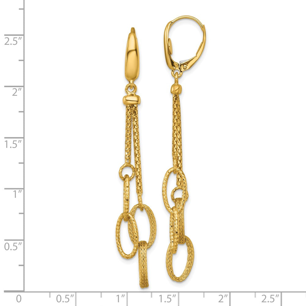 14K Polished and Textured Woven Dangle Leverback Earrings - Product Photo