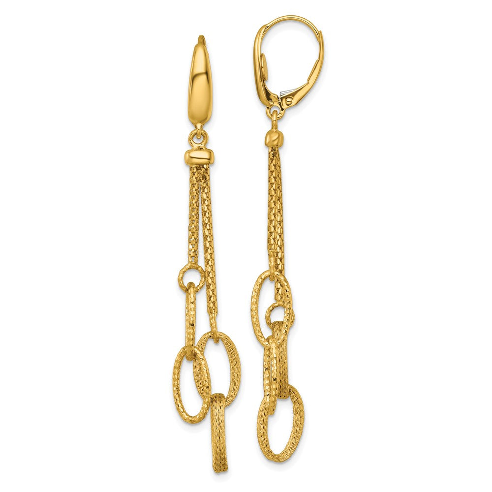 14K Polished and Textured Woven Dangle Leverback Earrings - Product Photo