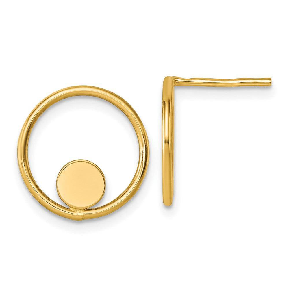 14K Yellow Gold Polished Circle Post Earrings