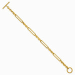 14K Yellow Gold Polished and Textured 7.5in Fancy Link Toggle Bracelet - Product Photo