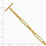 14K Yellow Gold Polished and Textured 7.5in Fancy Link Toggle Bracelet - Product Photo