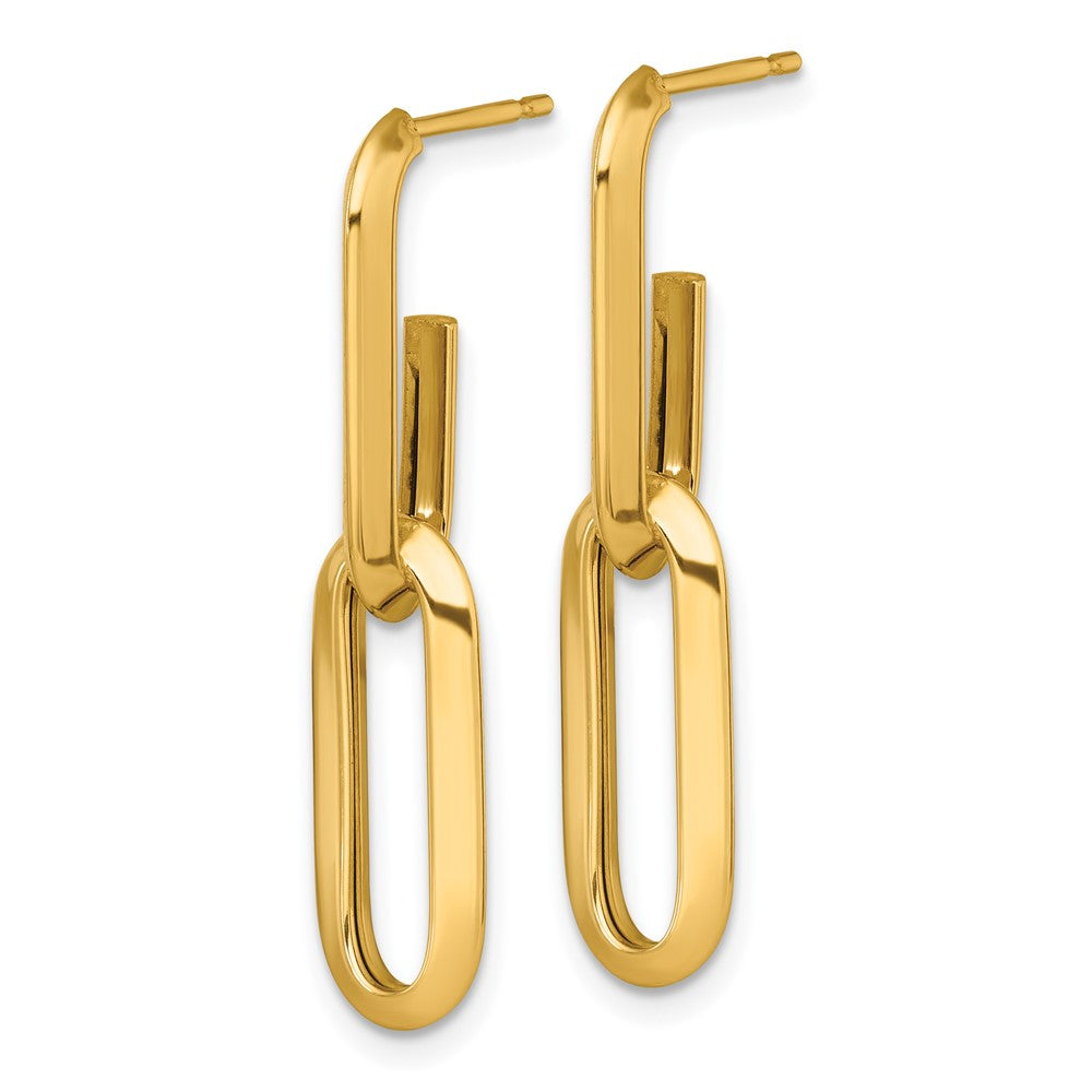 14k Polished Paperclip Link Chain 7mm Post Earrings - Product Photo