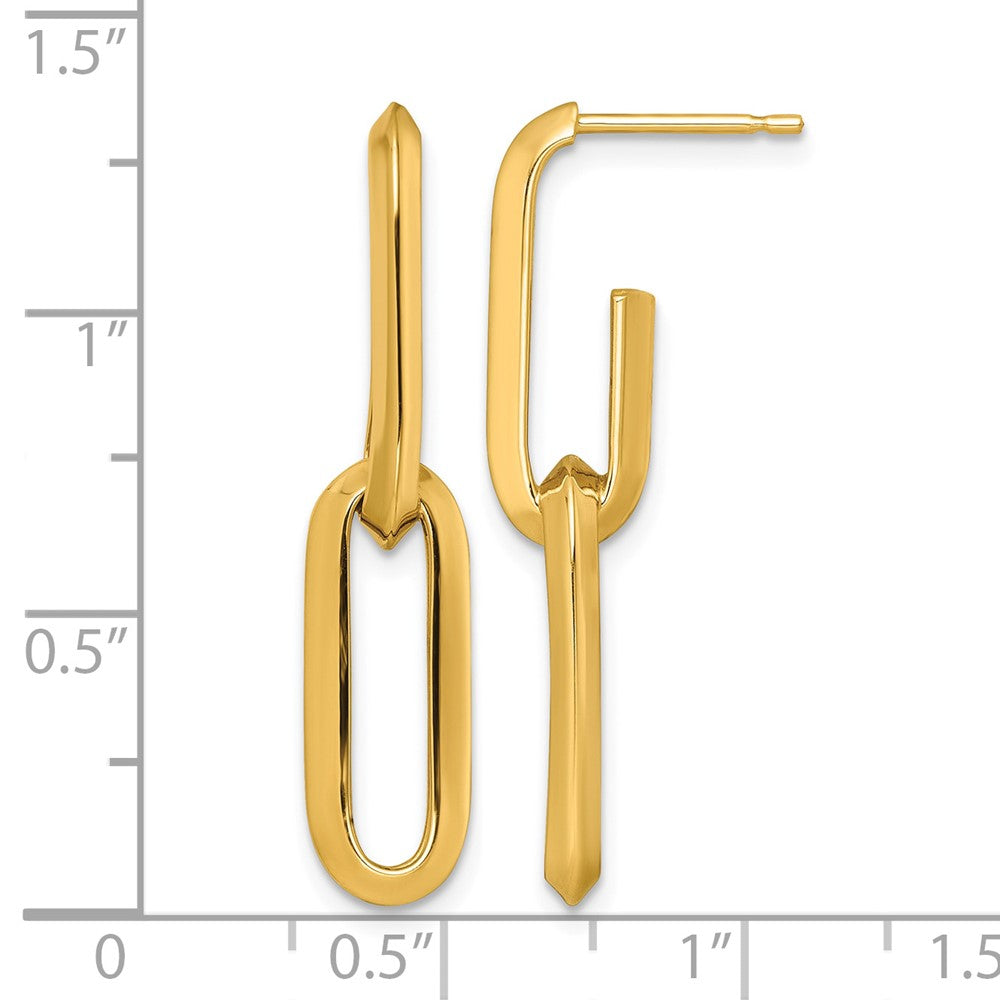 14k Polished Paperclip Link Chain 7mm Post Earrings - Product Photo