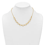 14K Polished and Textured Circles and Bars Necklace - Product Photo
