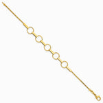 14K Yellow Gold Polished and Textured Circles and Bars Bracelet - Product Photo