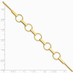 14K Yellow Gold Polished and Textured Circles and Bars Bracelet - Product Photo