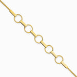 14K Yellow Gold Polished and Textured Circles and Bars Bracelet - Product Photo