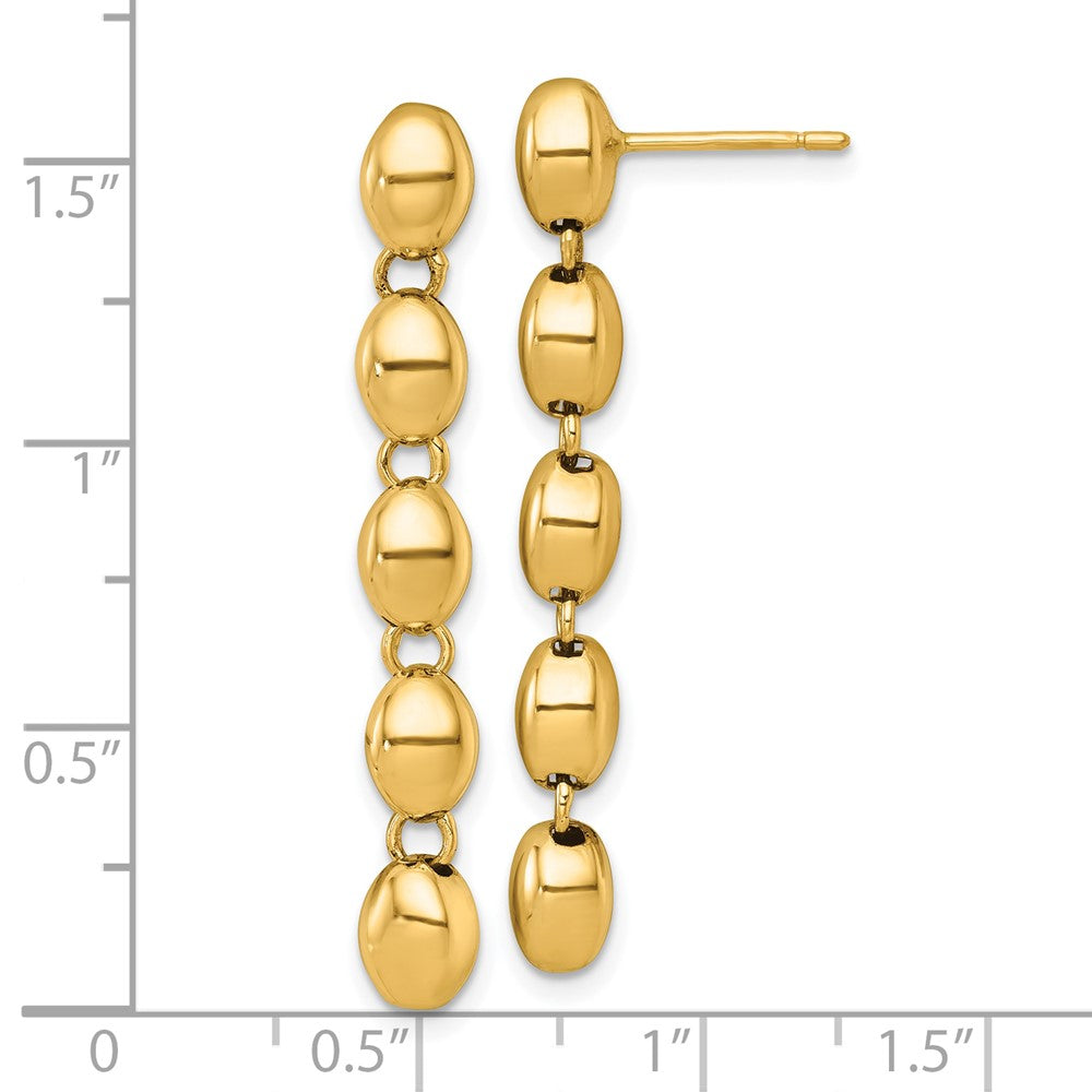 14k Polished Round Fancy Link 5.25mm Post Dangle Earrings - Product Photo