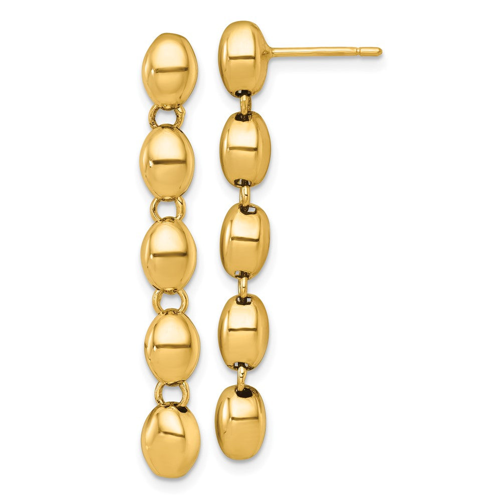 14K Yellow Gold Polished Round Fancy Link 5.25mm Post Dangle Earrings