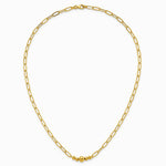 14K Yellow Gold Polished Beaded 18in Paperclip Necklace - Product Photo