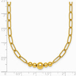 14K Yellow Gold Polished Beaded 18in Paperclip Necklace - Product Photo