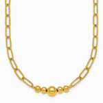 14K Yellow Gold Polished Beaded 18in Paperclip Necklace - Product Photo