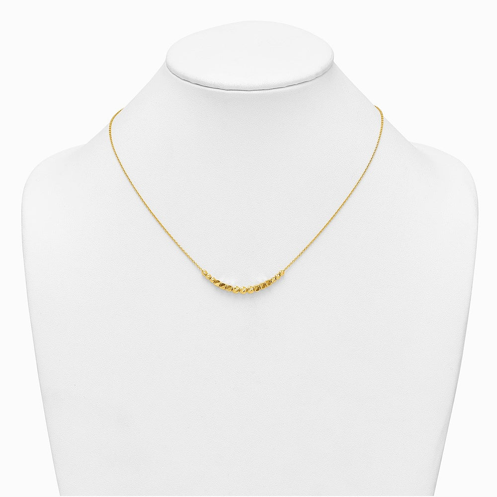 14K Yellow Gold Polished Diamond-cut and Beaded 16in w/ 2in Ext Necklace - Product Photo
