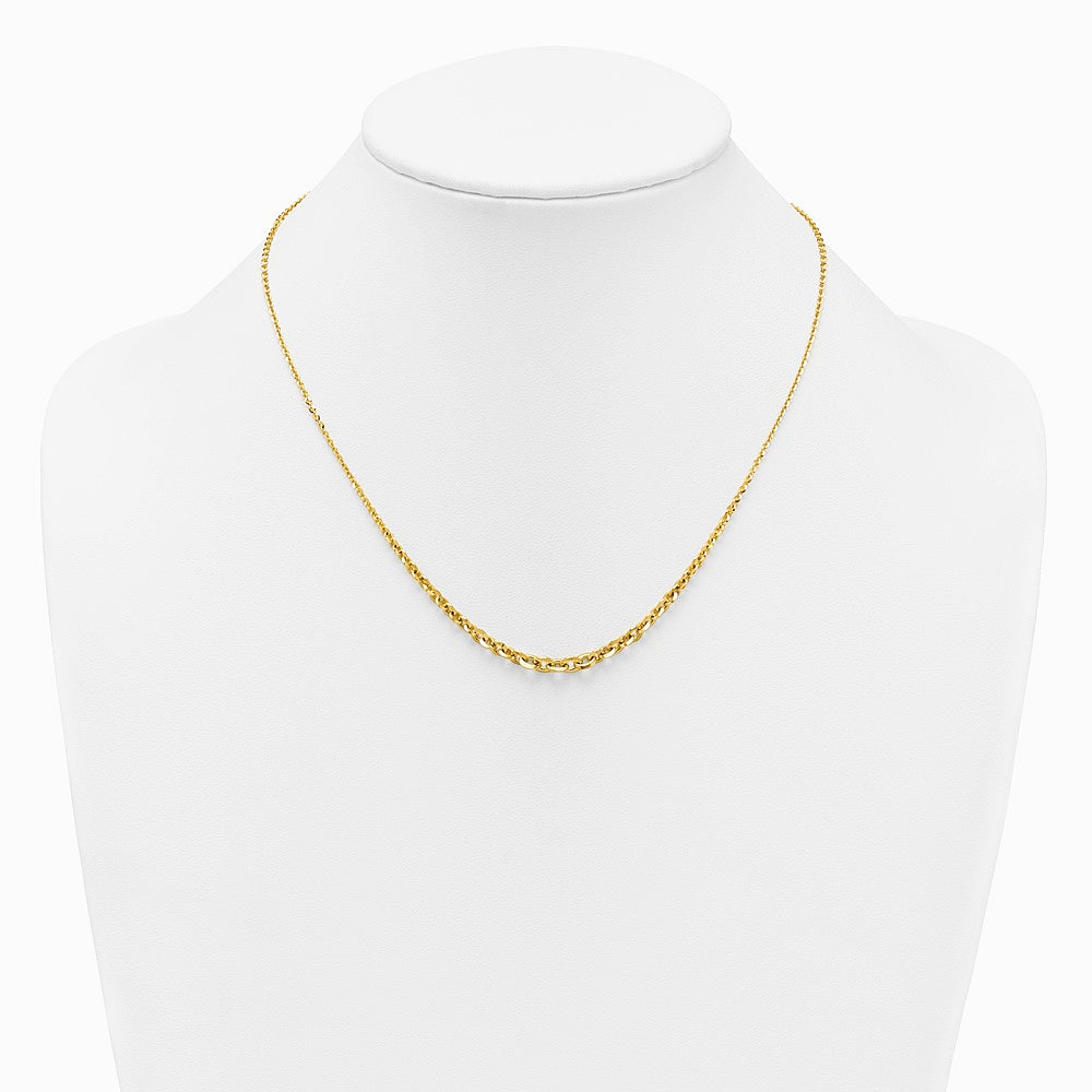 14K Yellow Gold Polished Fancy Graduated 18 inch Link Necklace - Product Photo