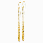 14K Yellow Gold Polished Fancy Graduated Link Dangle Shepherd's Hook Earrings - Product Photo