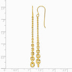 14K Yellow Gold Polished Fancy Graduated Link Dangle Shepherd's Hook Earrings - Product Photo