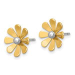 14k w/White Rhodium Polished Daisy Post Earrings - Product Photo