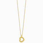 14K Yellow Gold Pol. Textured D/C Fancy Heart 16in with 2.25in Ext Necklace - Product Photo