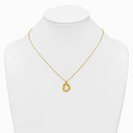 14K Yellow Gold Pol. Textured D/C Fancy Heart 16in with 2.25in Ext Necklace - Product Photo