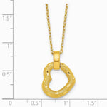 14K Yellow Gold Pol. Textured D/C Fancy Heart 16in with 2.25in Ext Necklace - Product Photo