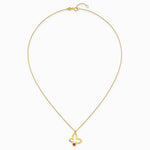 14K Yellow Gold Pol. Butterfly w/ Enamel Ladybug w/.75in Ext Children's Necklace - Product Photo