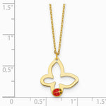 14K Yellow Gold Pol. Butterfly w/ Enamel Ladybug w/.75in Ext Children's Necklace - Product Photo
