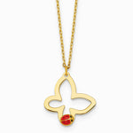 14K Yellow Gold Pol. Butterfly w/ Enamel Ladybug w/.75in Ext Children's Necklace - Product Photo