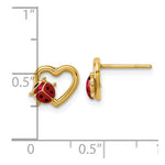 14K Polished Heart with Enameled Lady Bug Post Earrings - Product Photo
