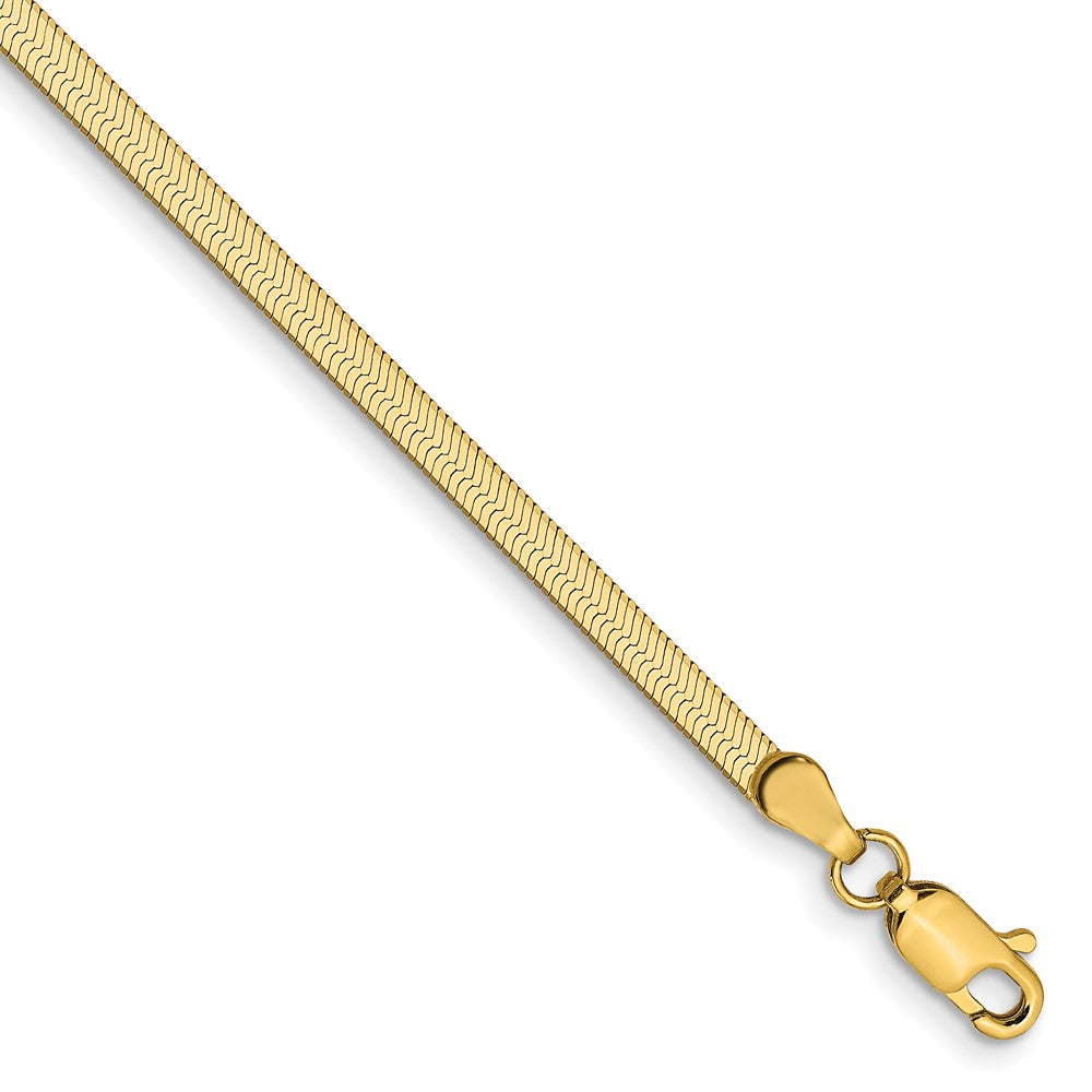 14K Yellow Gold 2.5mm Silky Herringbone Chain Bracelet 7"-8"