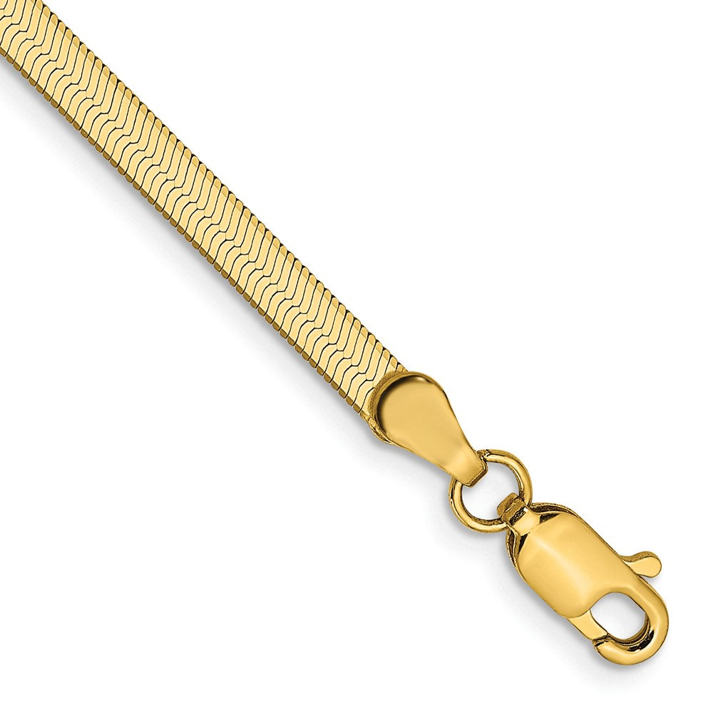 14K Yellow Gold 3mm Silky Herringbone Chain Bracelet 7"-8"