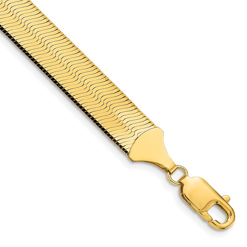 14K Yellow Gold 10mm Silky Herringbone Chain Bracelet 7"-8"