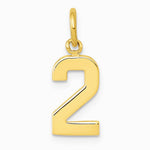 10K / 14K Yellow Gold Small Polished Number 2 Charm - Product Photo