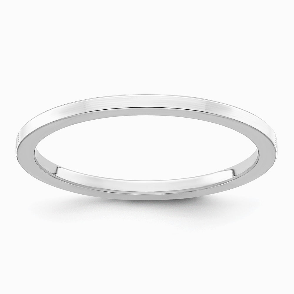 14K White Gold 1.2mm Flat Stackable Band - Product Photo