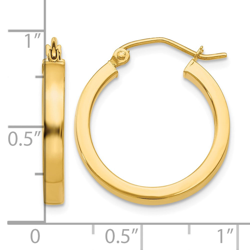 14K Yellow Gold 2x3mm Square Tube Hoops - Product Photo