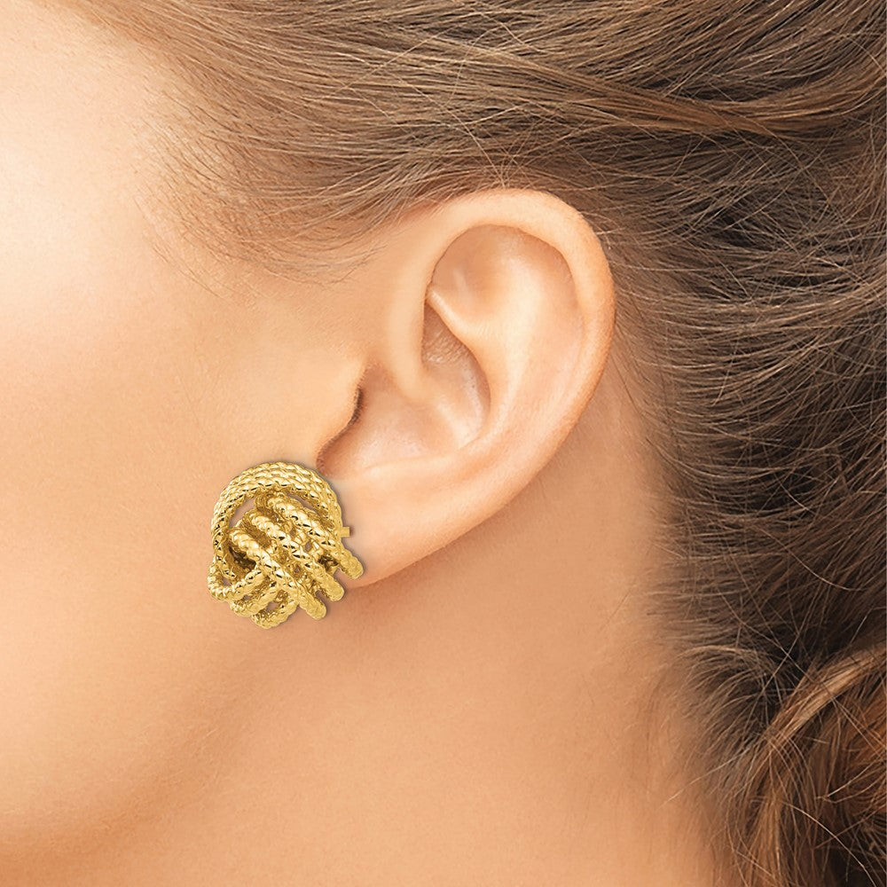 14k Polished & Twisted Love Knot Post Earrings - Product Photo