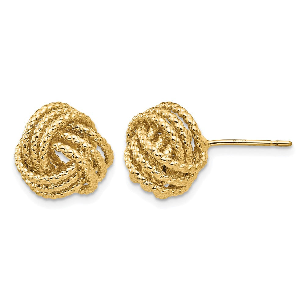 14K Yellow Gold Polished & Twisted Love Knot Post Earrings