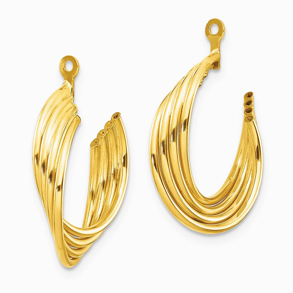 14K Yellow Gold Polished Hoop Earring Jackets - Product Photo