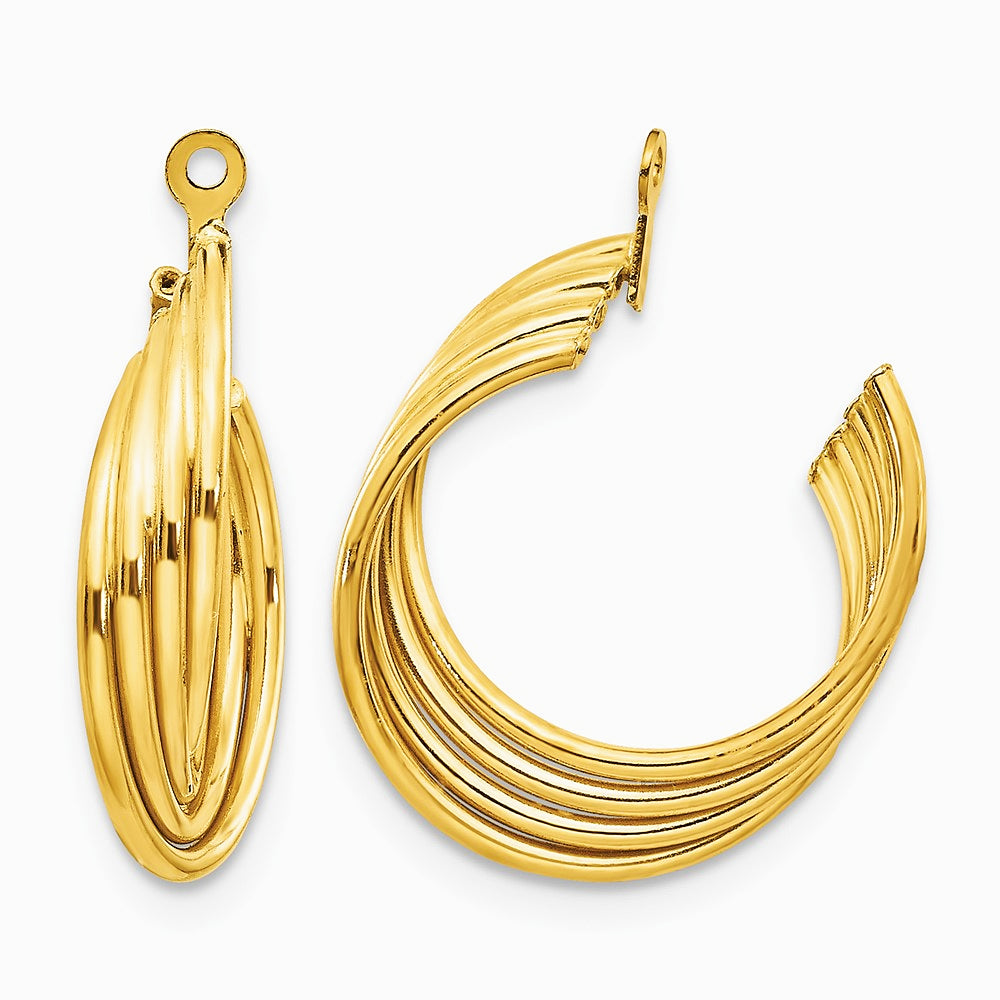 14K Yellow Gold Polished Hoop Earring Jackets - Product Photo