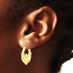 14K Yellow Gold Polished Claddagh Hoop Earrings - Product Photo