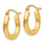 14K Yellow Gold Polished 3mm Tube Hoop Earrings - Product Photo
